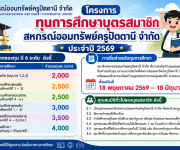 ประกาศ ที่ 18/2569 เรื่อง ส่งเสริมทุนการศึกษาบุตรสมาชิกสหกรณ์ออมทรัพย์ครูปัตตานี จำกัด